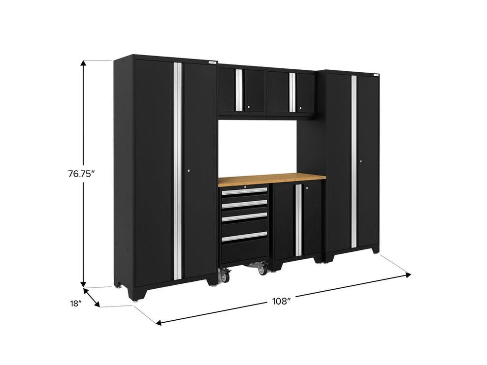NewAge | Bold Series 7 Piece Cabinet Set with Tool, Base, Wall Cabinets and 30 in. Lockers