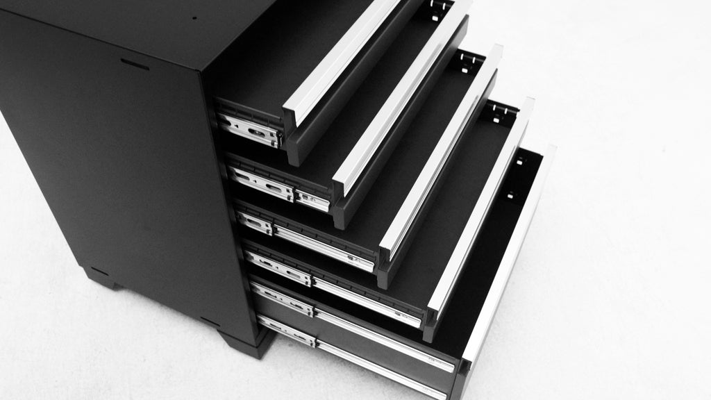 NewAge | Pro Series 7 Piece Cabinet Set with Base, Wall, Tool Drawer Cabinet, Lockers and 56 in. Worktop