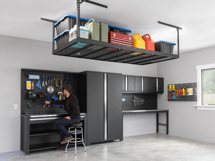 NewAge | VersaRac Pro 4 ft. x 8 ft. Height-Adjustable Overhead Rack in Black