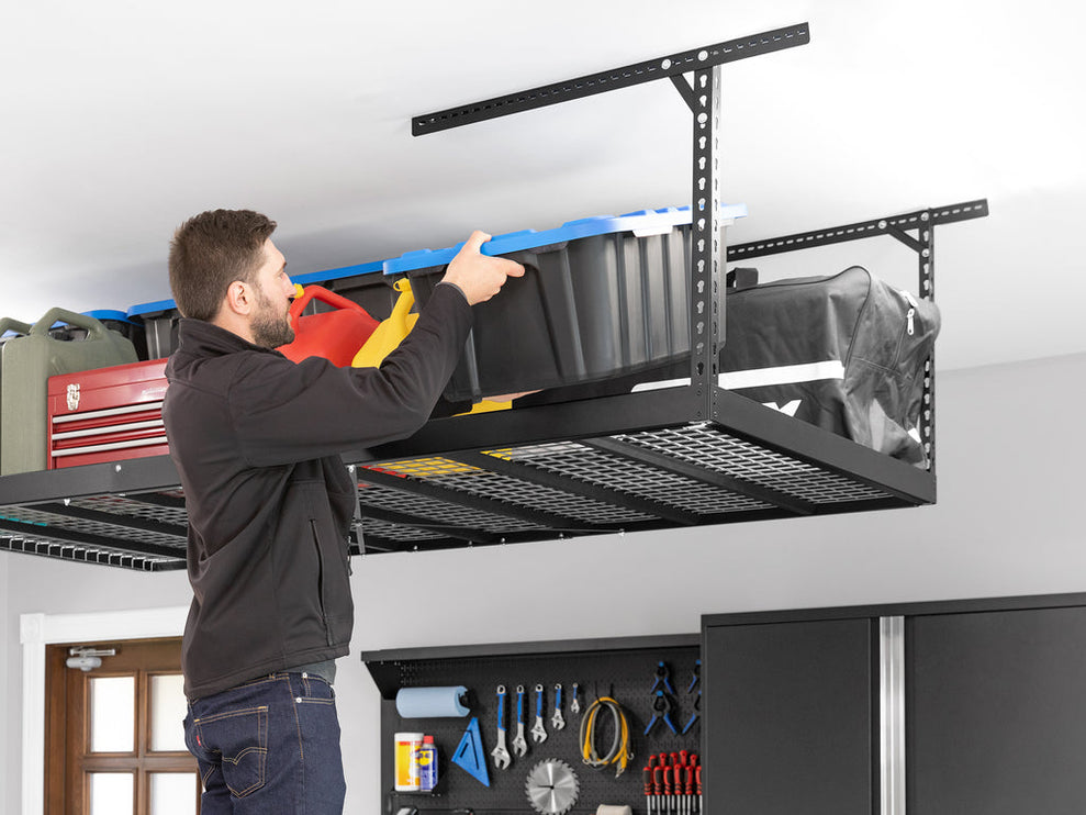 NewAge | VersaRac Pro 4 ft. x 8 ft. Height-Adjustable Overhead Rack in Black