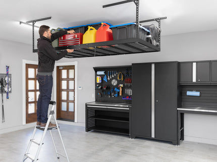 NewAge | VersaRac Pro 4 ft. x 8 ft. Height-Adjustable Overhead Rack in Black