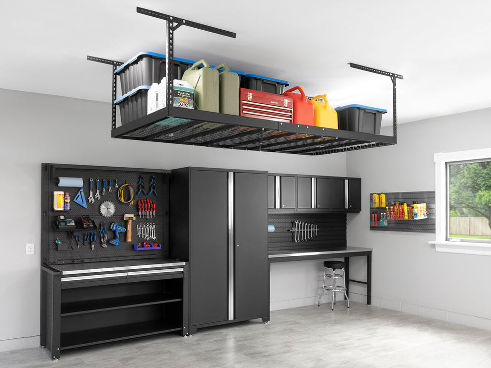 NewAge | VersaRac Pro 4 ft. x 8 ft. Height-Adjustable Overhead Rack in Black