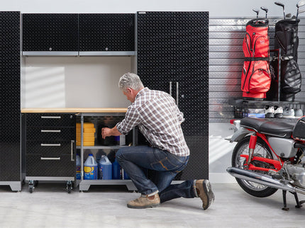 NewAge | Performance Diamond Plate Limited Edition 10 Piece Cabinet Set with Tool, Base, Wall Cabinets, 30 in. Lockers and Worktop