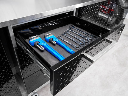 NewAge | Performance Diamond Plate Limited Edition 10 Piece Cabinet Set with Tool, Base, Wall Cabinets, 30 in. Lockers and Worktop