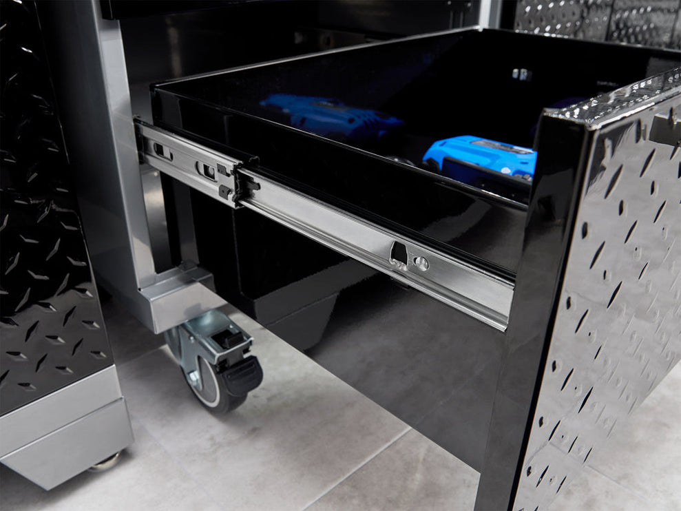 NewAge | Performance Diamond Plate Limited Edition 7 Piece Cabinet Set with Tool, Base, Wall Cabinets, 30 in. Lockers and Worktop