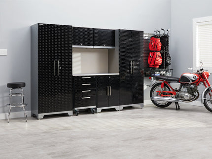NewAge | Performance Diamond Plate Limited Edition 10 Piece Cabinet Set with Tool, Base, Wall Cabinets, 30 in. Lockers and Worktop