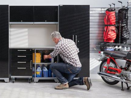NewAge | Performance Diamond Plate Limited Edition 10 Piece Cabinet Set with Tool, Base, Wall Cabinets, 30 in. Lockers and Worktop