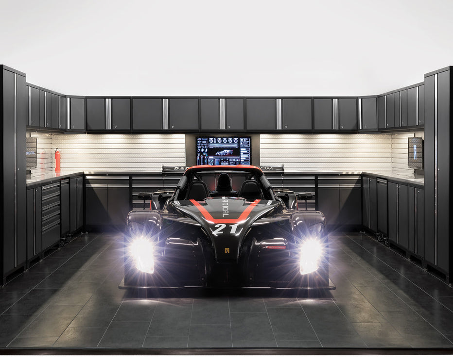 NewAge | Pro Series 6 Piece Cabinet Set with Base, Wall Cabinet, Locker and Glass Door Fridge