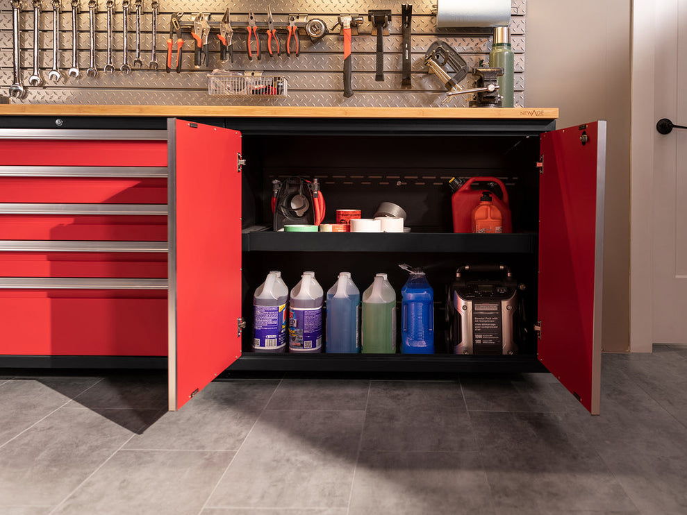 NewAge | Pro Series 6 Piece Cabinet Set with Base, Wall Cabinet, Locker and Stainless Steel Door Fridge