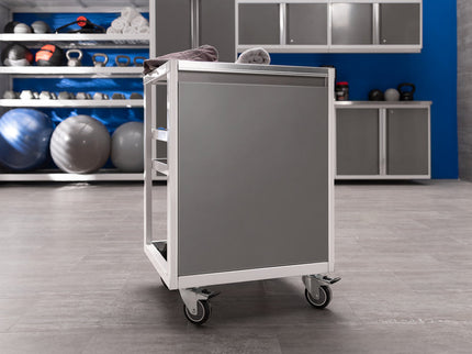 NewAge | Pro Series 9 Piece Cabinet Set with Wall, Base, Tool Drawer Cabinet, Lockers, Utility Cart and 84 in. Worktop