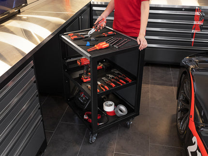 NewAge | Pro Series 9 Piece Cabinet Set with Wall, Base, Tool Drawer Cabinet, Lockers, Utility Cart and 84 in. Worktop