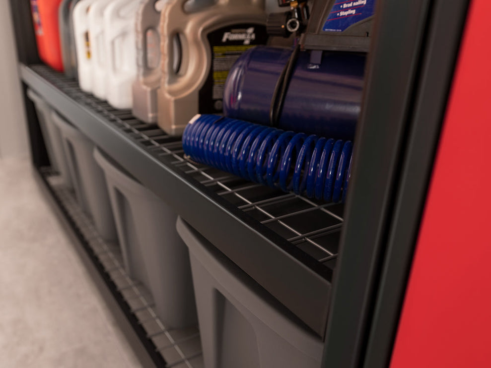 NewAge | Pro Series 9 Piece Cabinet Set with Wall, Base, Tool Drawer Cabinet, Lockers, Utility Cart and 84 in. Worktop