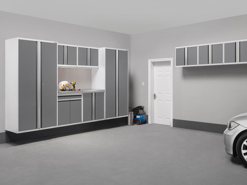 NewAge | Pro Series 8 Piece Cabinet Set with Wall, Base, Multi-Function Cabinet, Lockers and 84 in. Worktop