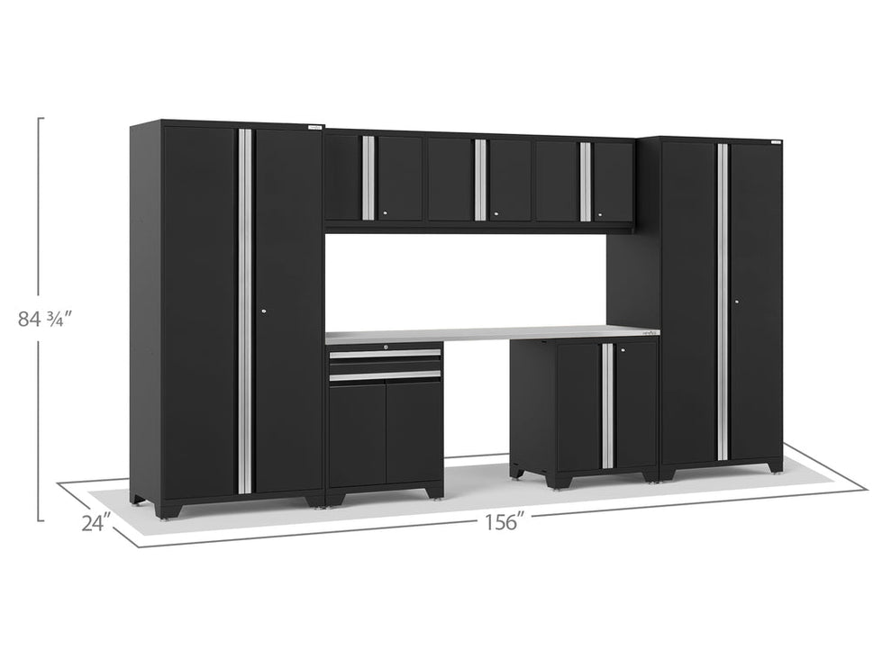 NewAge | Pro Series 8 Piece Cabinet Set with Wall, Base, Multi-Function Cabinet, Lockers and 84 in. Worktop