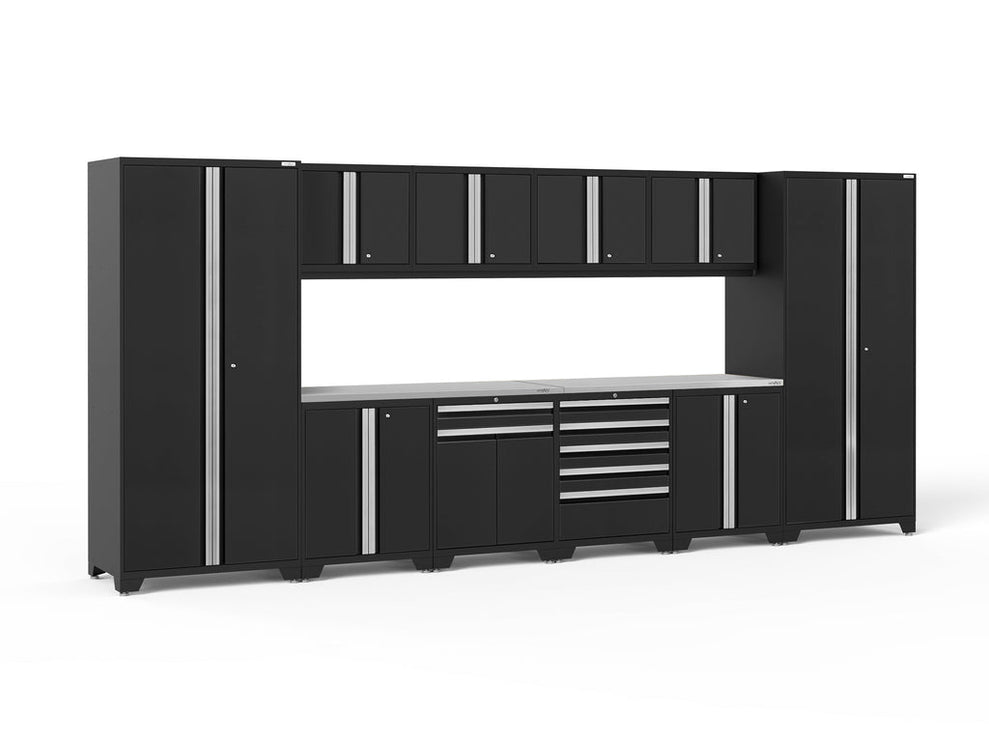 NewAge | Pro Series 12 Piece Cabinet Set with Lockers, Base, Wall, Tool Drawer Cabinet and 56 in. Worktop