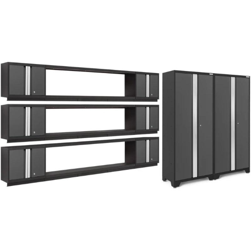 NewAge | Bold Series 11 Piece Cabinet Set with Display Shelves, Wall Cabinets and 30 in. Lockers