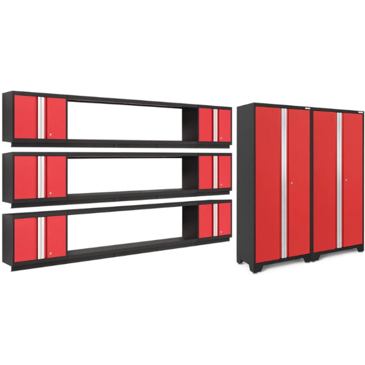 NewAge | Bold Series 11 Piece Cabinet Set with Display Shelves, Wall Cabinets and 30 in. Lockers