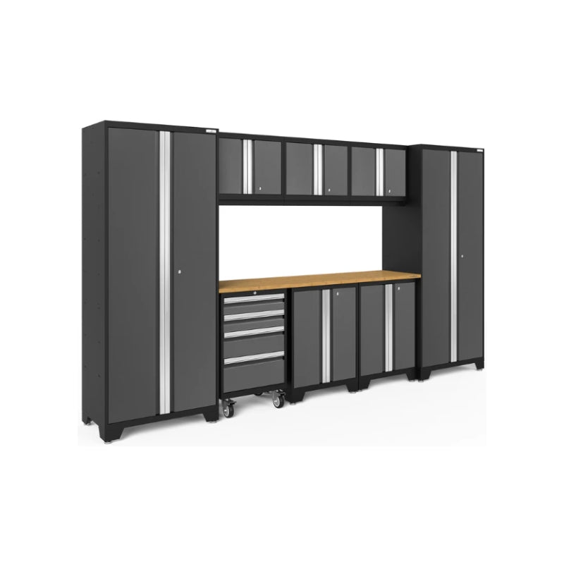 NewAge | Bold Series 9 Piece Cabinet Set with 2 Base, Tool, Wall Cabinets and 30 in. Lockers