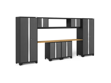 NewAge | Bold Series 9 Piece Cabinet Set with Display Shelf, Wall, Base Cabinets and 30 in. Lockers