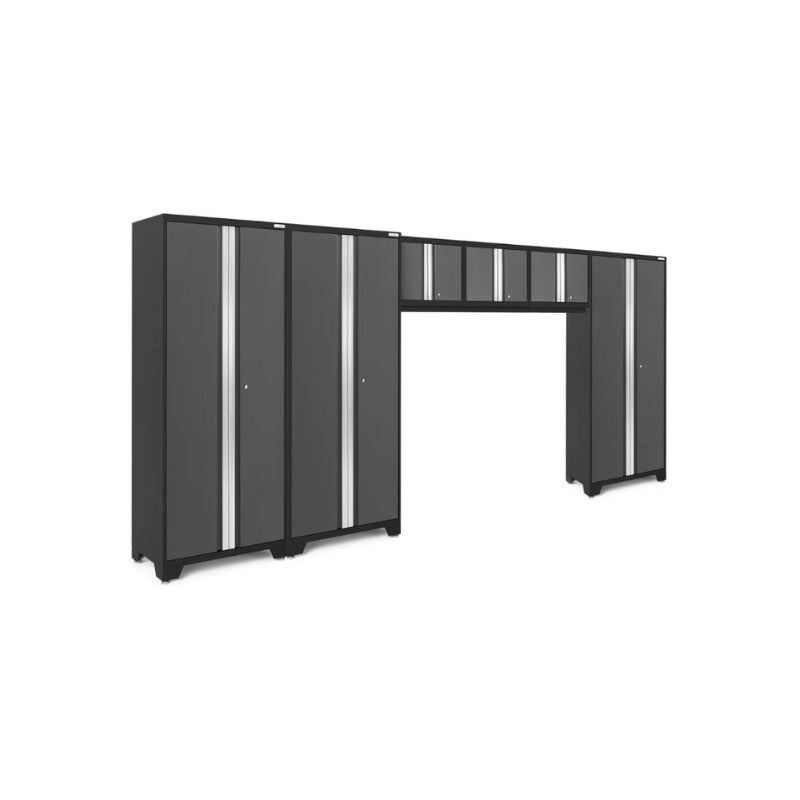 NewAge | Bold Series Grey 6 Piece Cabinet Set with Backsplash, Wall Cabinets and 30 in. Lockers
