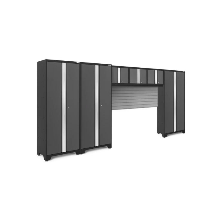 NewAge | Bold Series Grey 6 Piece Cabinet Set with Backsplash, Wall Cabinets and 30 in. Lockers