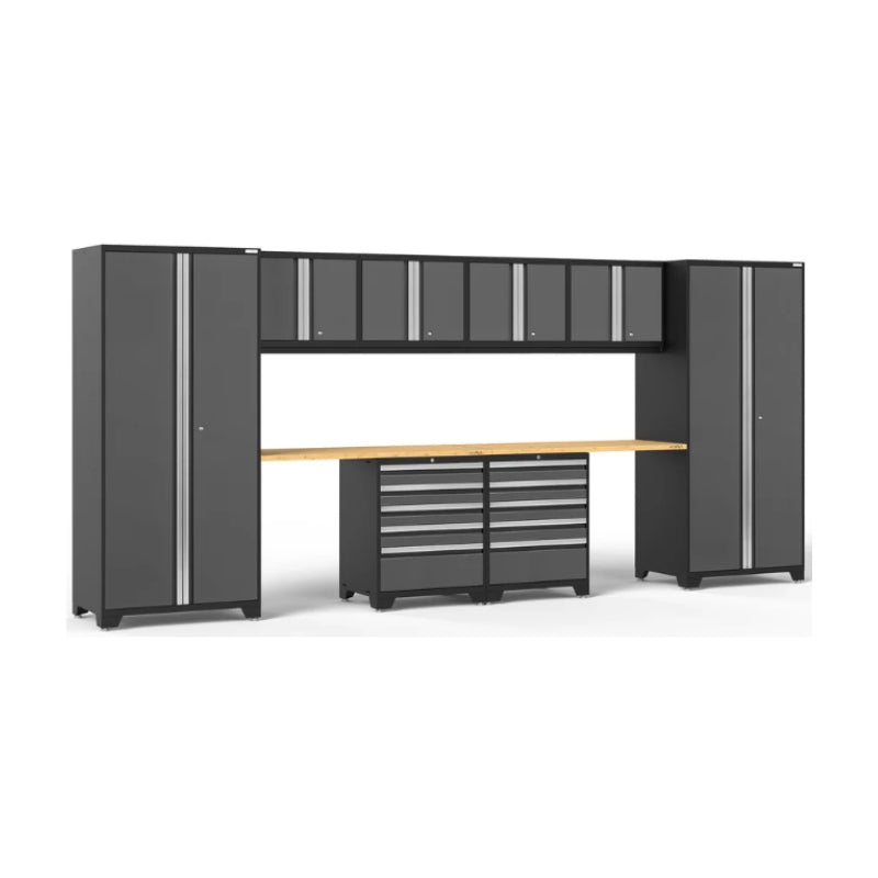 NewAge | Pro Series 10 Piece Cabinet Set with Lockers, Wall, Tool Drawer Cabinets, and 56 in. Worktop