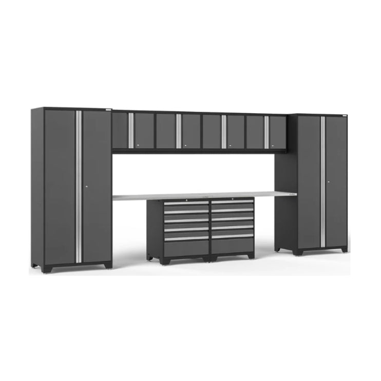 NewAge | Pro Series 10 Piece Cabinet Set with Lockers, Wall, Tool Drawer Cabinets, and 56 in. Worktop