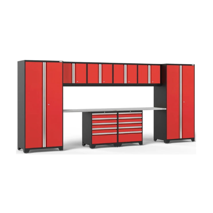 NewAge | Pro Series 10 Piece Cabinet Set with Lockers, Wall, Tool Drawer Cabinets, and 56 in. Worktop