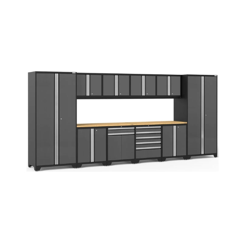 NewAge | Pro Series 12 Piece Cabinet Set with Lockers, Base, Wall, Tool Drawer Cabinet and 56 in. Worktop