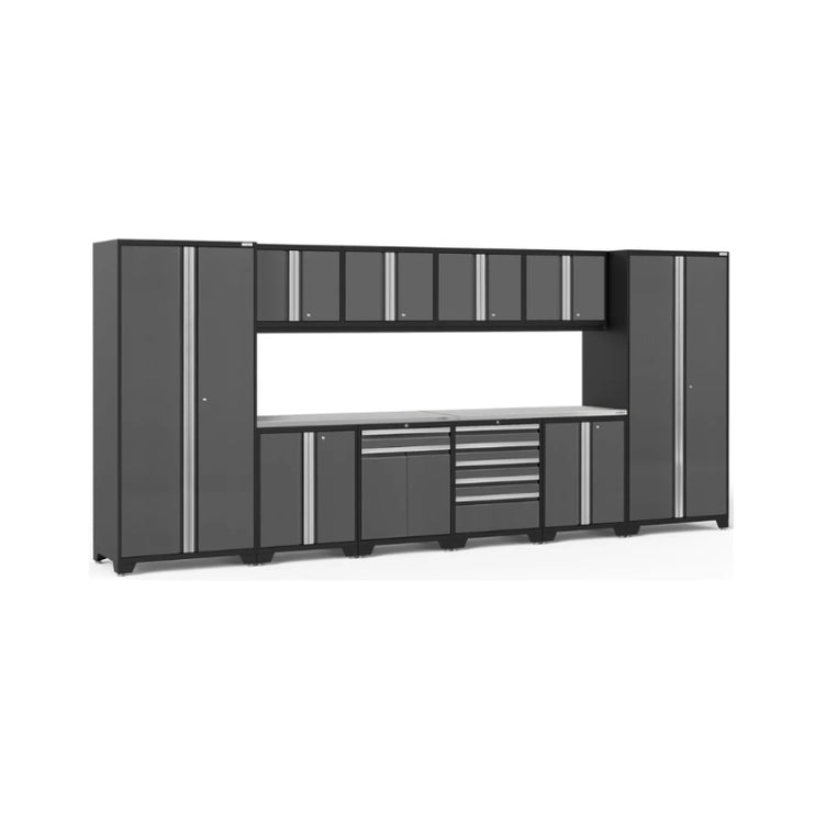 NewAge | Pro Series 12 Piece Cabinet Set with Lockers, Base, Wall, Tool Drawer Cabinet and 56 in. Worktop