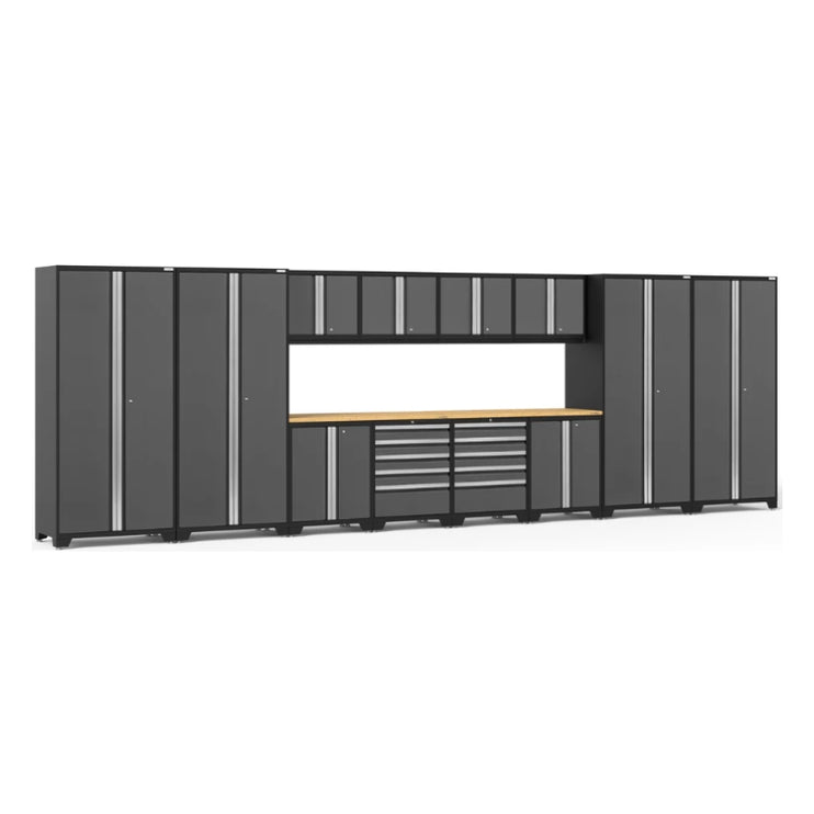NewAge | Pro Series 14 Piece Cabinet Set with Lockers, Base, Wall, Tool Drawer Cabinets and 56 in. Worktop