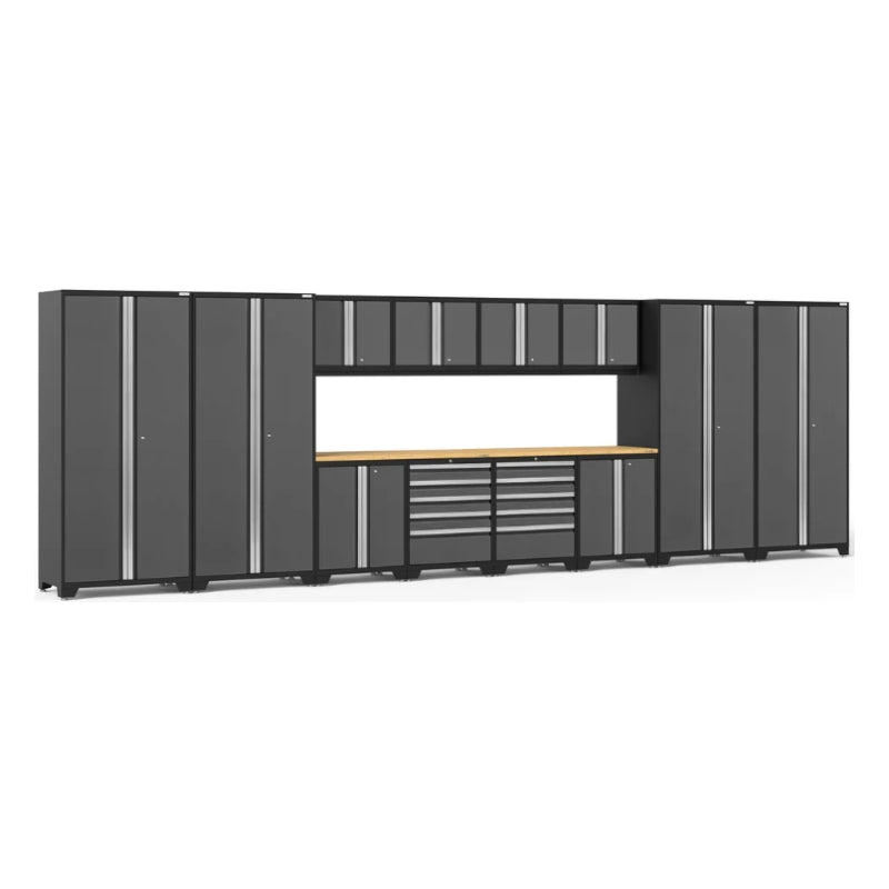 NewAge | Pro Series 14 Piece Cabinet Set with Lockers, Base, Wall, Tool Drawer Cabinets and 56 in. Worktop