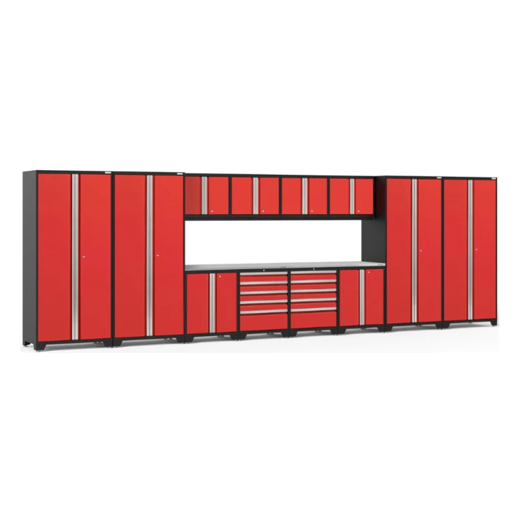NewAge | Pro Series 14 Piece Cabinet Set with Lockers, Base, Wall, Tool Drawer Cabinets and 56 in. Worktop