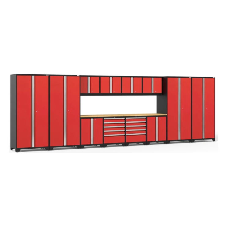 NewAge | Pro Series 14 Piece Cabinet Set with Lockers, Base, Wall, Tool Drawer Cabinets and 56 in. Worktop
