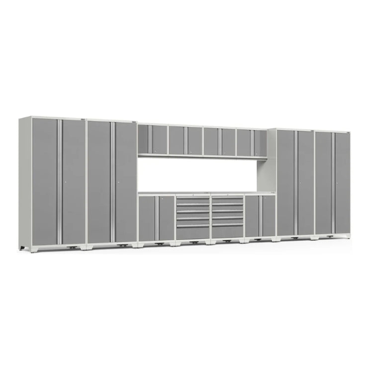 NewAge | Pro Series 14 Piece Cabinet Set with Lockers, Base, Wall, Tool Drawer Cabinets and 56 in. Worktop