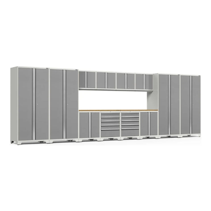 NewAge | Pro Series 14 Piece Cabinet Set with Lockers, Base, Wall, Tool Drawer Cabinets and 56 in. Worktop
