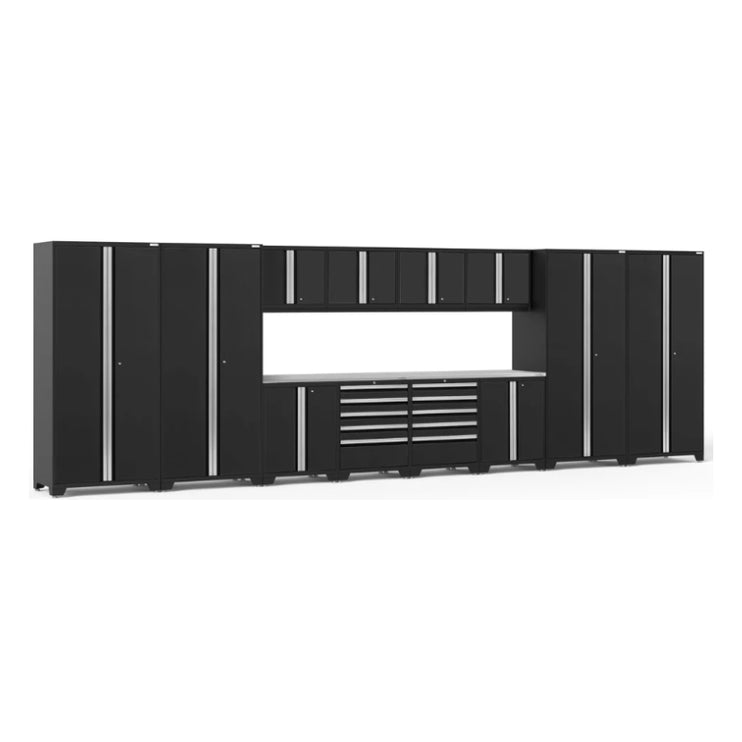 NewAge | Pro Series 14 Piece Cabinet Set with Lockers, Base, Wall, Tool Drawer Cabinets and 56 in. Worktop