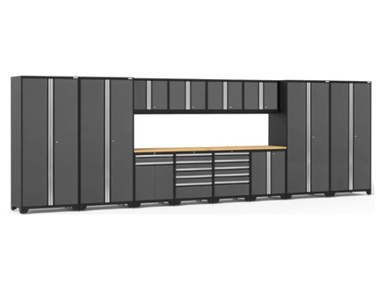 NewAge | Pro Series 14 Piece Cabinet Set with Lockers, Base, Wall, Tool Drawer, Multi-Function Cabinets and 56 in. Worktop