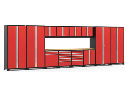 NewAge | Pro Series 14 Piece Cabinet Set with Lockers, Base, Wall, Tool Drawer, Multi-Function Cabinets and 56 in. Worktop