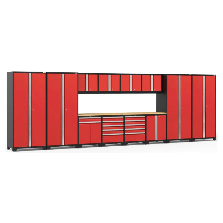 NewAge | Pro Series 14 Piece Cabinet Set with Lockers, Base, Wall, Tool Drawer, Multi-Function Cabinets and 56 in. Worktop