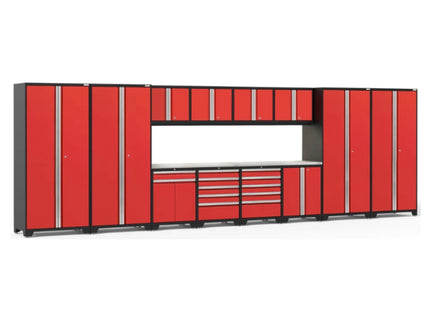 NewAge | Pro Series 14 Piece Cabinet Set with Lockers, Base, Wall, Tool Drawer, Multi-Function Cabinets and 56 in. Worktop