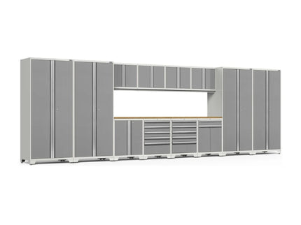 NewAge | Pro Series 14 Piece Cabinet Set with Lockers, Base, Wall, Tool Drawer, Multi-Function Cabinets and 56 in. Worktop