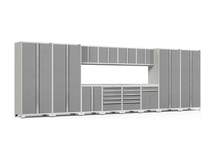 NewAge | Pro Series 14 Piece Cabinet Set with Lockers, Base, Wall, Tool Drawer, Multi-Function Cabinets and 56 in. Worktop