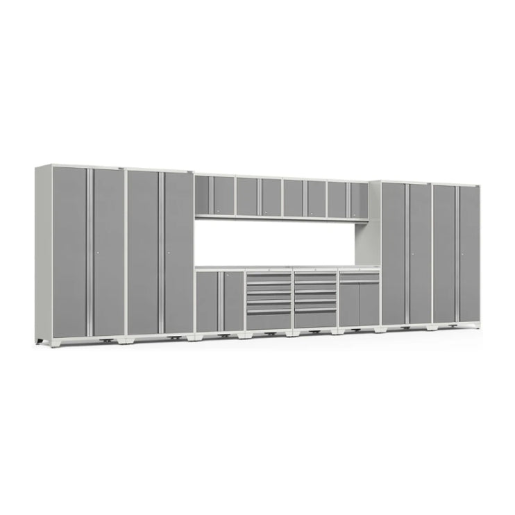 NewAge | Pro Series 14 Piece Cabinet Set with Lockers, Base, Wall, Tool Drawer, Multi-Function Cabinets and 56 in. Worktop