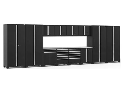 NewAge | Pro Series 14 Piece Cabinet Set with Lockers, Base, Wall, Tool Drawer, Multi-Function Cabinets and 56 in. Worktop