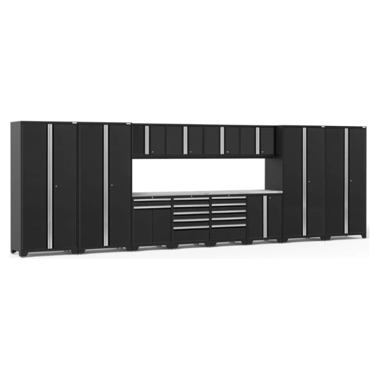NewAge | Pro Series 14 Piece Cabinet Set with Lockers, Base, Wall, Tool Drawer, Multi-Function Cabinets and 56 in. Worktop