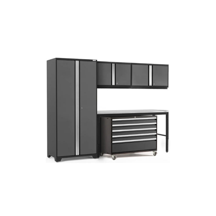 NewAge | Pro Series 5 Piece Cabinet Set with Wall, Tool Cabinet, Locker and 84 in. Workbench