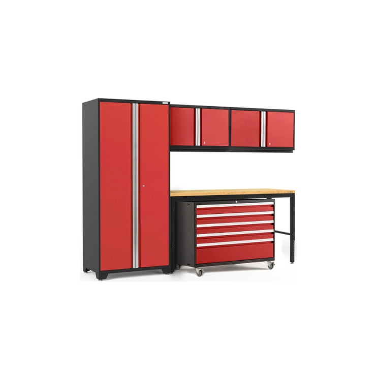 NewAge | Pro Series 5 Piece Cabinet Set with Wall, Tool Cabinet, Locker and 84 in. Workbench