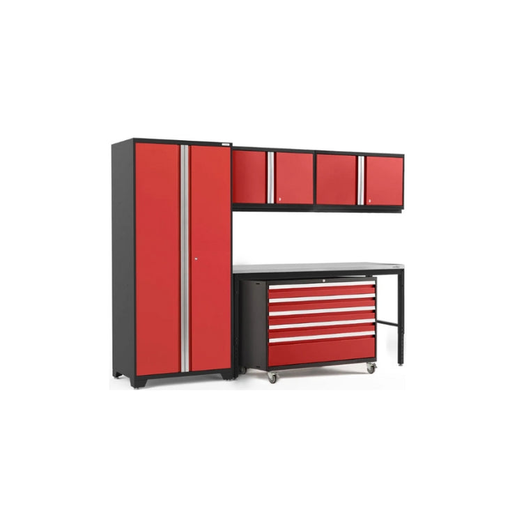 NewAge | Pro Series 5 Piece Cabinet Set with Wall, Tool Cabinet, Locker and 84 in. Workbench