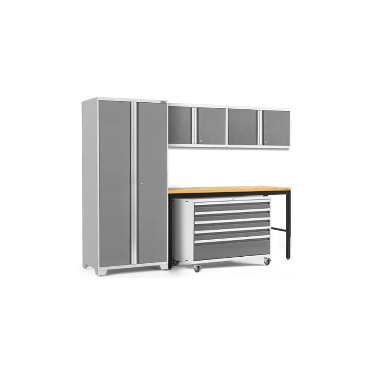 NewAge | Pro Series 5 Piece Cabinet Set with Wall, Tool Cabinet, Locker and 84 in. Workbench